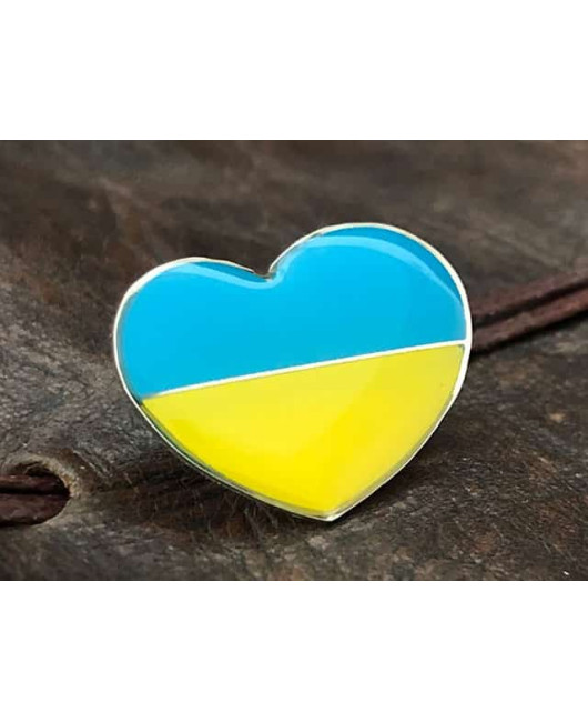 Патріотичний значок Сердце жовто-блакитний