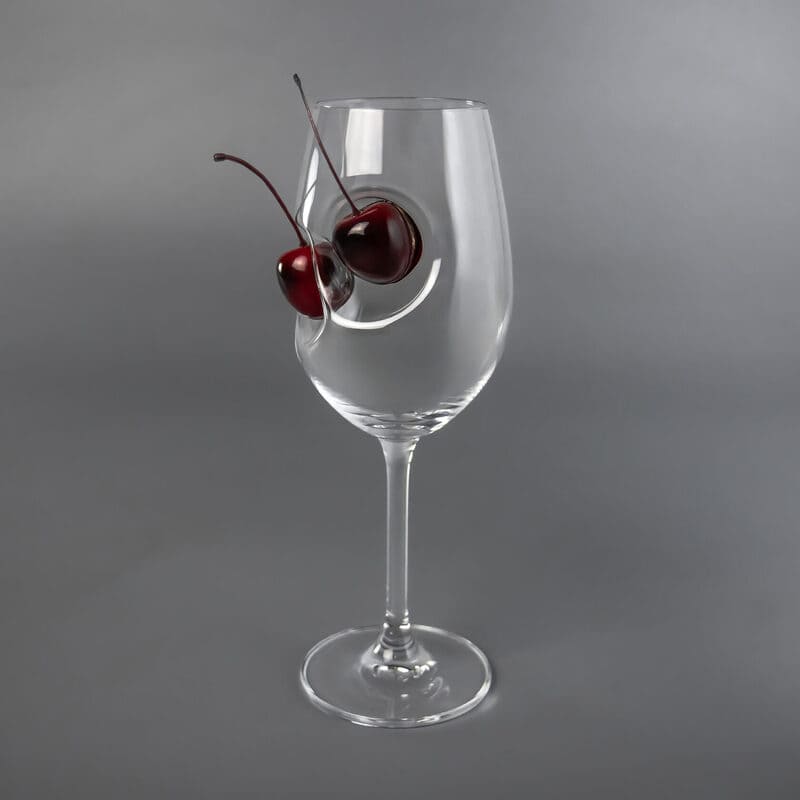Келих для вина з вишнею – стиль, елегантність і святковий настрій Келих для вина з вишнею – стиль, елегантність і святковий настрій